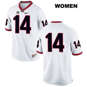 Women's Georgia Bulldogs NCAA #14 Malkom Parrish Nike Stitched White Authentic No Name College Football Jersey QWH7754MM